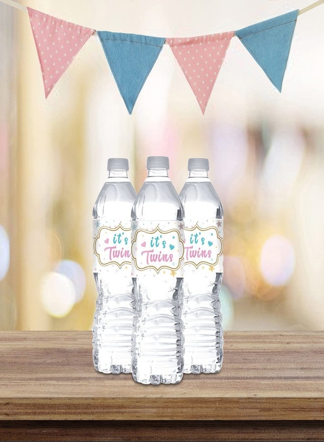 MonMon & Craft It's Twins Water Bottle Stickers/Oh Babies Bottle Wrappers/Baby Shower/Welcome Baby/Baby 1st Birthday Party Water Labels Supplies Waterproof (Set of 32) - Image 4